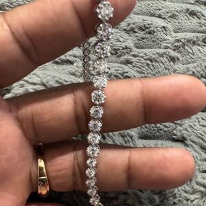 925 Sterling Moissanite Graduated Tennis Bracelet 11.0 CTW Adjustable 7-8.5 inch